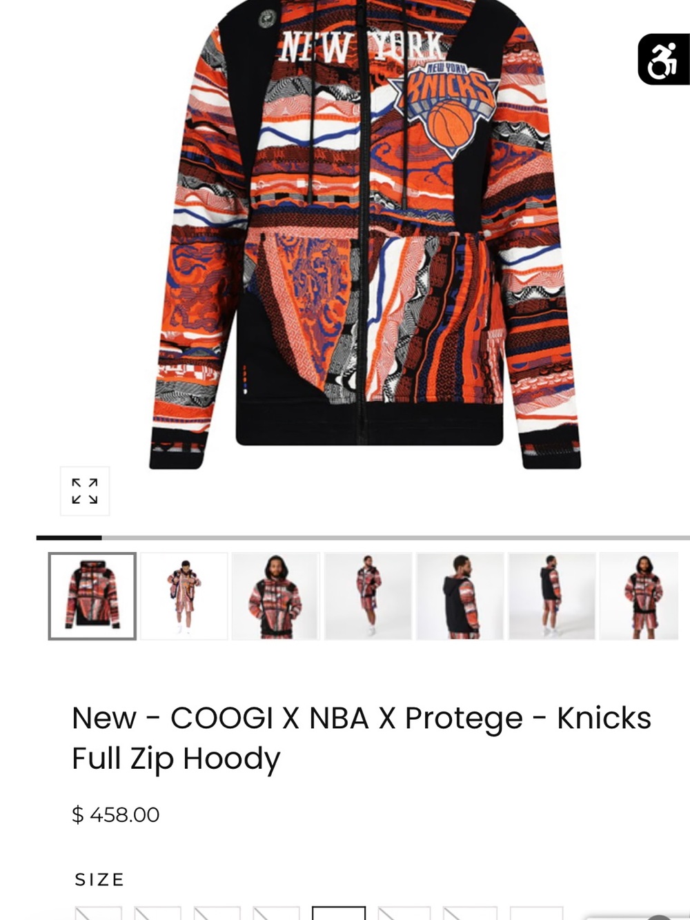 COOGI Protege New York Knicks Full-Zip Hoodie Jacket size large